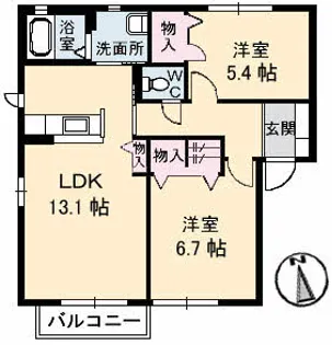 ハピネス A棟【2階】の間取り