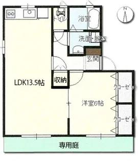 ラッキータウン庭瀬D棟【102号室】の間取り