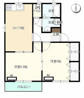ラッキータウン庭瀬G棟【201号室】の間取り