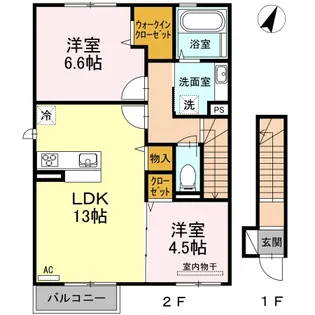 ヴィラ・ボヌール D棟【201号室】の間取り
