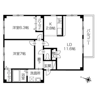 フォブール世俵A【3階】の間取り