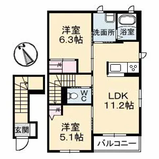 ソレアード B棟【2階】の間取り