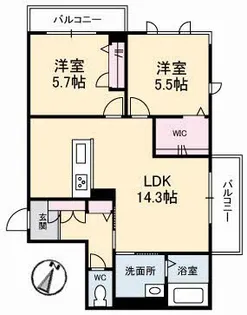 ソルブライト B棟【206号室】の間取り