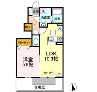 グランツ屋島Ⅱ【1階】の間取り