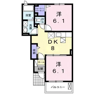 ソレイユKAWABATAⅡ【1階】の間取り