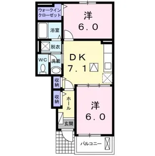 ソレイユ曙B【1階】の間取り