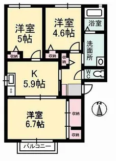 レジデンスナカヤⅡ【1階】の間取り