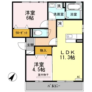 オッツ多治米【305号室】の間取り