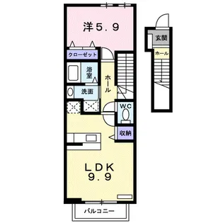 サンシャイン 桜川 B【2階】の間取り