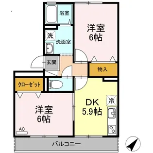 シャトレー西本【2階】の間取り