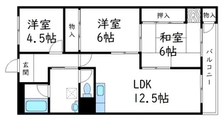 草戸グランドハイツ【407号室】の間取り