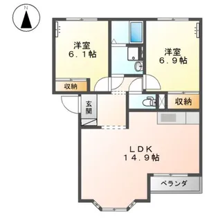 ヴァンヤードB【2階】の間取り