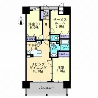 アルファステイツ福山駅前Ⅱ【8階】の間取り