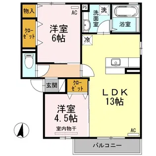 アクイーユ平成台【2階】の間取り