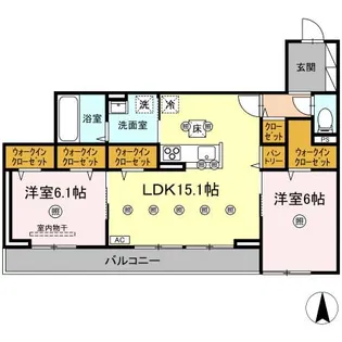 サリエンテ倉敷【1階】の間取り