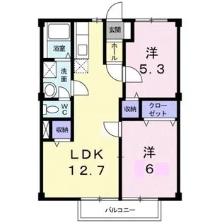 シャトレ苺A【2階】の間取り