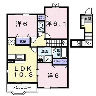 マーベラス紅(くれない)B【2階】の間取り