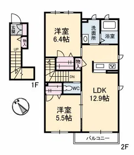 プロヌーブ原田町 B棟【2階】の間取り