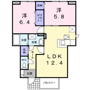 プリムヴェール【1階】の間取り