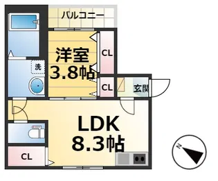 フェリーチェ伝馬【302号室】の間取り