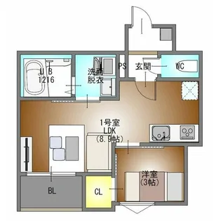 REGALEST道徳【201号室】の間取り