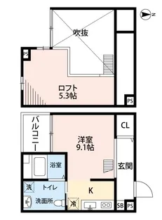 1SKの間取り画像