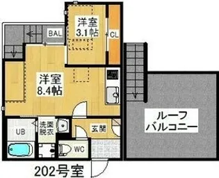 グランティック「虹」【202号室】の間取り