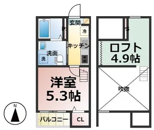 コンフォート上高畑【102号室】の間取り