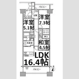グランドメゾン勝川ネクシティウエストコート【1003号室】の間取り