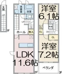サンフォレスタⅠ【202号室】の間取り