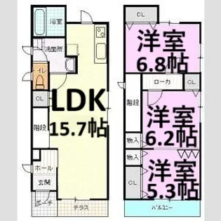 愛知県名古屋市中川区小本本町3丁目【一戸建】の間取り