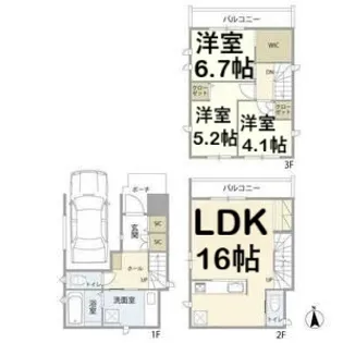愛知県名古屋市天白区元植田3丁目【一戸建】の間取り