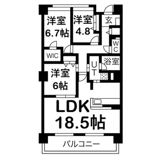コルティーレマルフク【703号室】の間取り