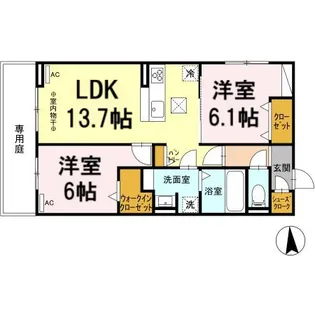 パークヴィラ清水【1階】の間取り