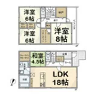 愛知県名古屋市北区山田4丁目【一戸建】の間取り