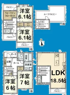 愛知県名古屋市東区大松町【一戸建】の間取り