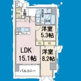 スリーアイランドタワー星ヶ丘【13階】の間取り