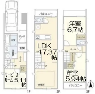 愛知県名古屋市中村区佐古前町【一戸建】の間取り