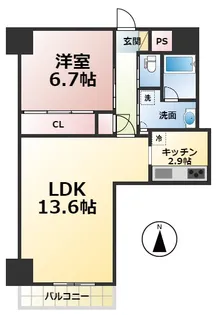SOLAO金山【703号室】の間取り