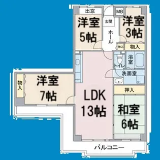 アーバンドエル杁中【6階】の間取り