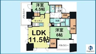 プラウドタワー名駅【1302号室】の間取り
