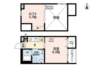 Kohimari志賀本通【203号室】の間取り