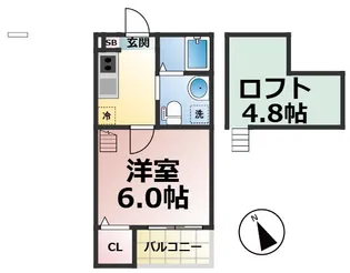ハピネス笈瀬【201号室】の間取り