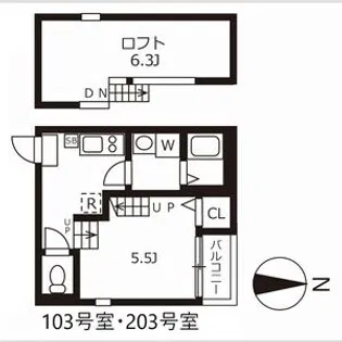ハーモニーテラス呼続【2階】の間取り