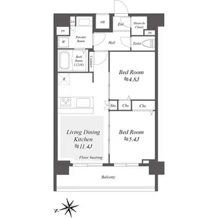 プレサンスブルーム浅草North【10階】の間取り