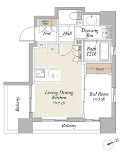 オーキッドレジデンス芝浦【5階】の間取り