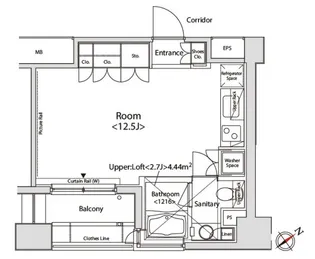カスタリア目黒かむろ坂【1402号室】の間取り