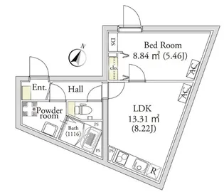 カーサフェリーチェ自由が丘【1階】の間取り