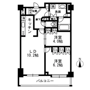レジディア中落合B棟【6階】の間取り