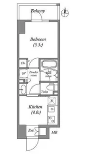 コスモグラシア両国レジデンス【5階】の間取り